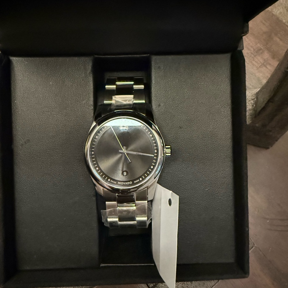 Movado Silver and Black Watch